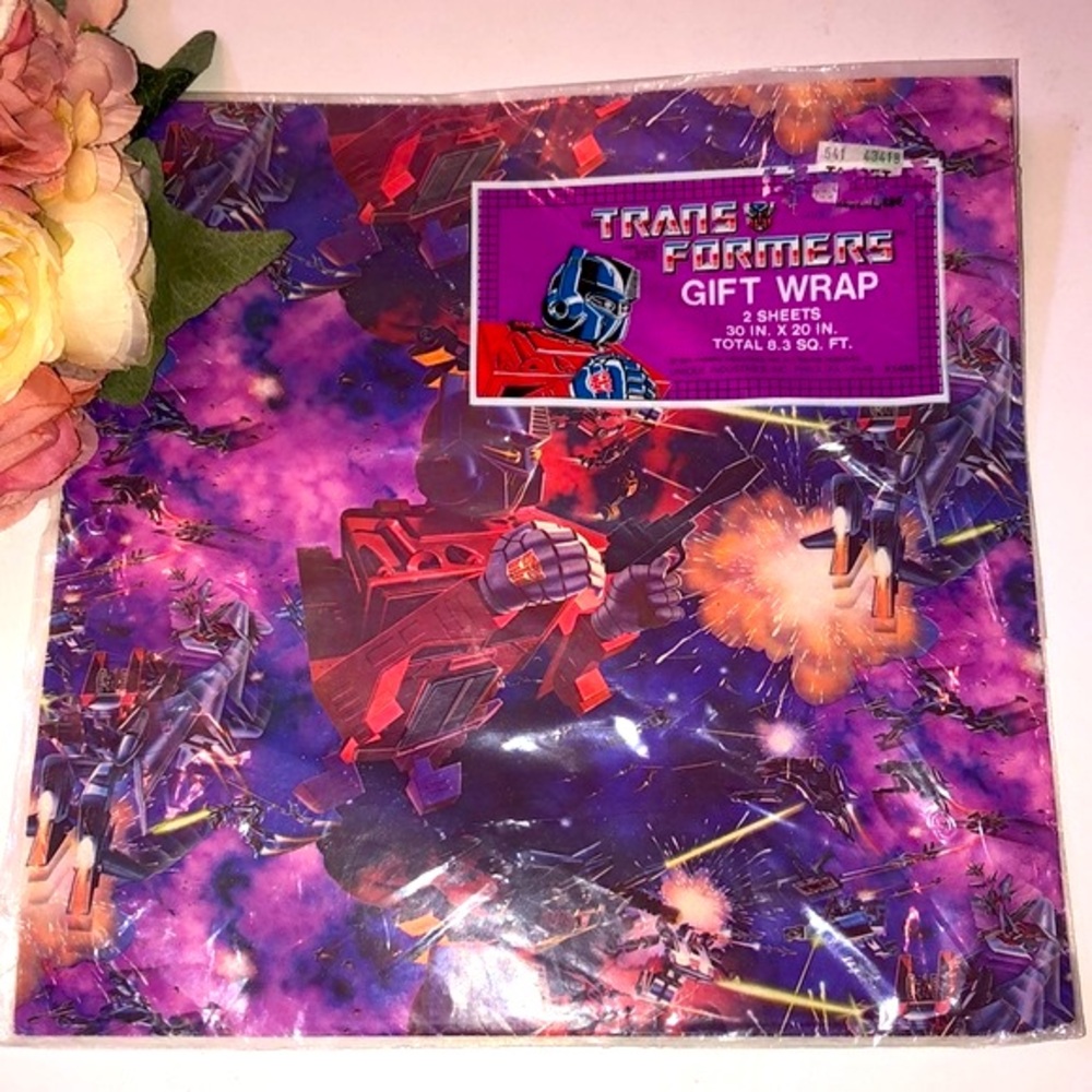 Transformers Wrapping Paper 1984 Optimus Prime in Package Vintage Transformer